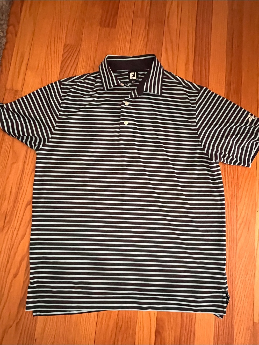 FJ FootJoy Men's Blue Stripe Golf Polo Size Large